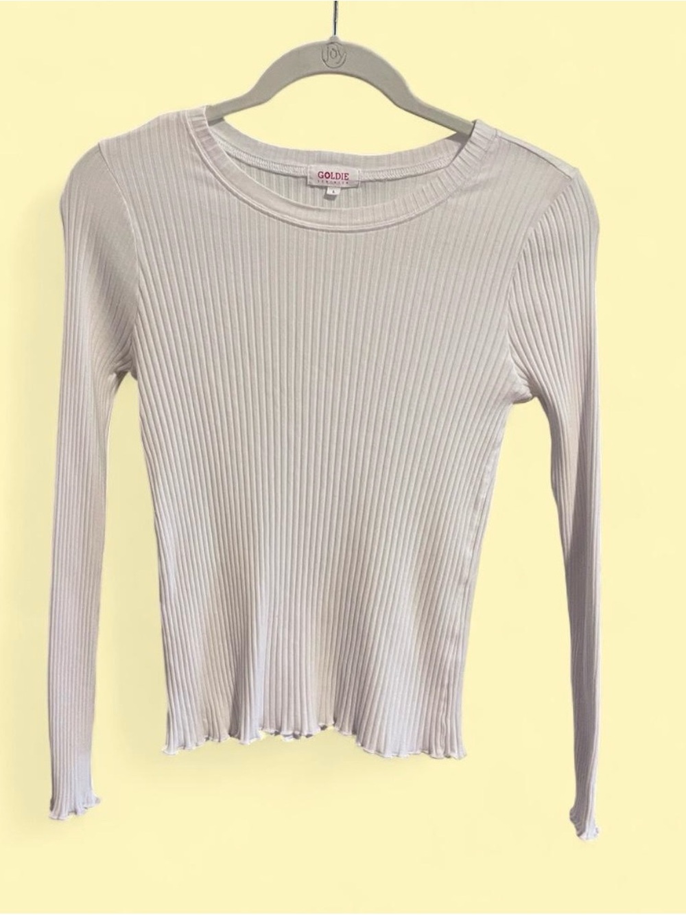 Goldie Women's Long Sleeve Ribbed Top in White Size Large